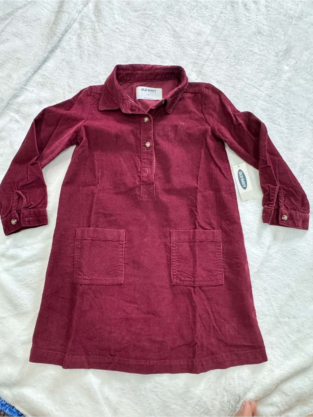 Old Navy Girls' Burgundy Corduroy Shirt Dress